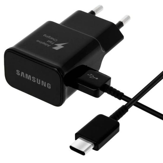 Chargeur rapide Samsung pour Galaxy S9 noir + câble 120 cm TYPE C