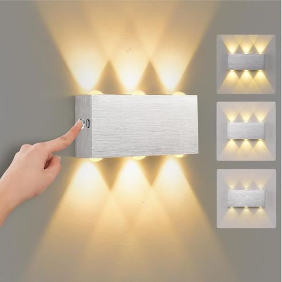 Veilleuse Murale Magnétique Sans Fil - 2 Packs Avec Détecteur De Mouvement, LED Rechargeable USB - Design En Bois Pour Chambre, Couloir, Escalier - 3