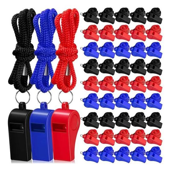 Lot De 10 Sifflets D'Arbitre Avec Cordon - Plastique PP, Son Clair - Pour Sports, Camping, Urgence