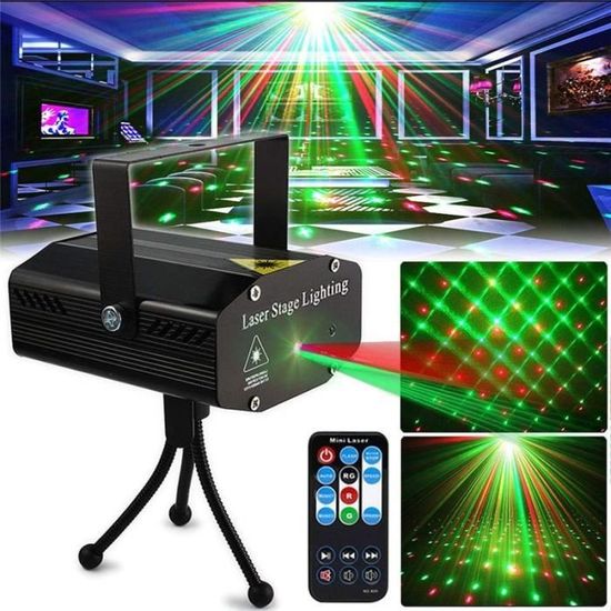 Projecteur Laser LED Lampe RGB Décoration Fête Disco DJ lumière étoile de club avec télécommandé Noël jardin