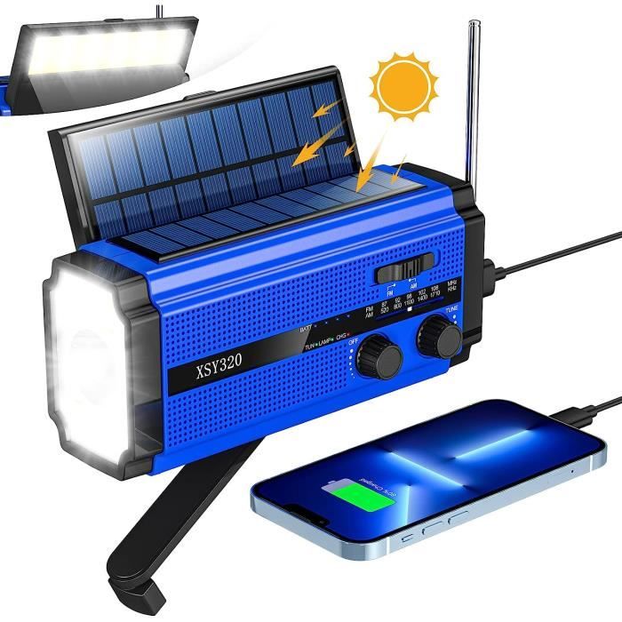 Radio d'urgence avec Recharge Solaire Et Manivelle Météo AM-FM Radio
