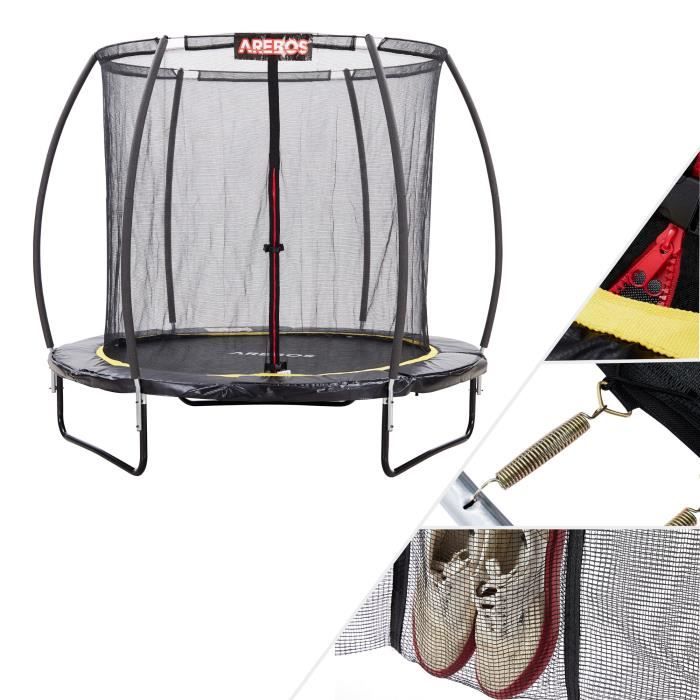 Trampoline AREBOS 8 pieds 244cm Courbe Citrouille avec filet de sécurité Échelle