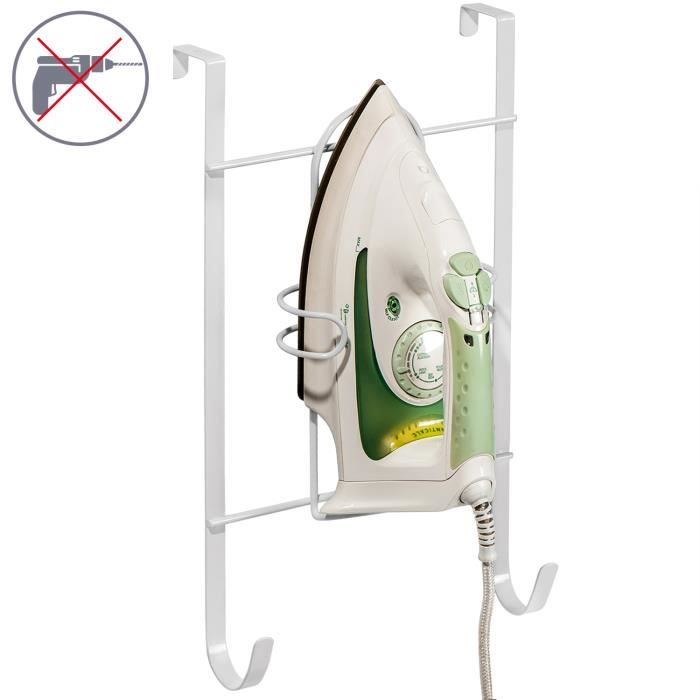 ArtMoon Flint Support pour Fer et Planche à Repasser sur Porte 24.5X9.5X42.5 cm Acier Vinyle Revêtu