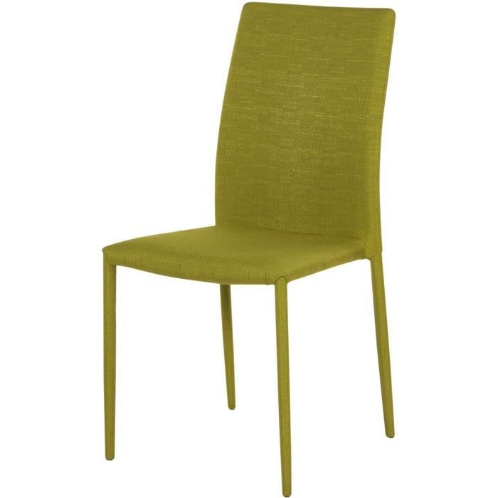 Lot de 4 - Chaise ISABELLA Vert - assise Tissu pieds Metal