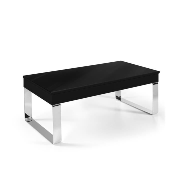TABLE BASSE RELEVABLE LUGA - Pied chromé NOIR BRILLANT