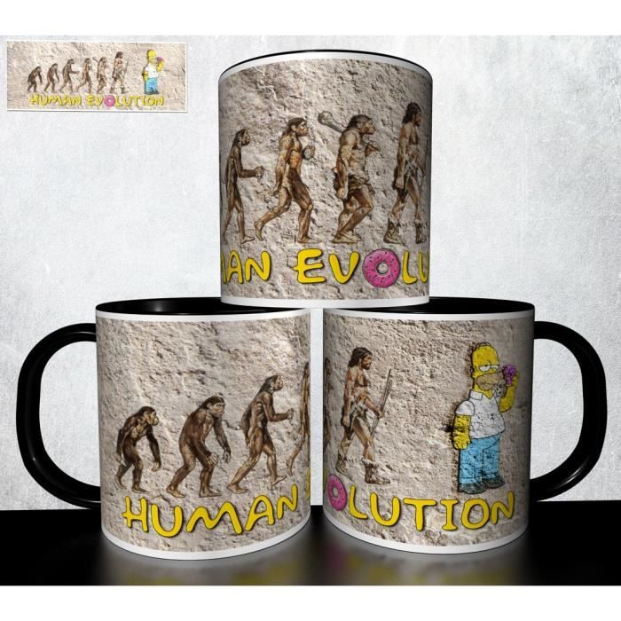 MUG personnalisé 4EVER1 Tasse à café - EVOLUTION DE L'HOMME SUPER HEROS HOMER SIMPSON Réf 20