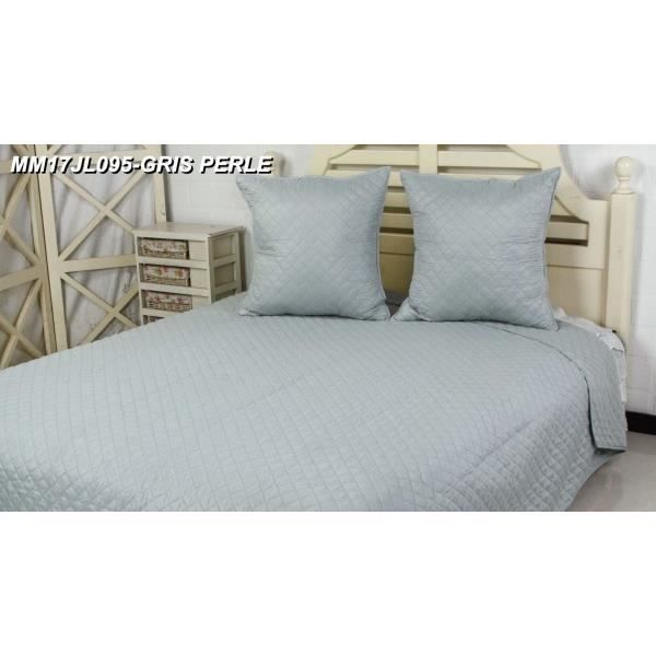 Couvre lit Boutis Matelassé Microfibre 230x250cm - Boutis microfibre - Gris perle