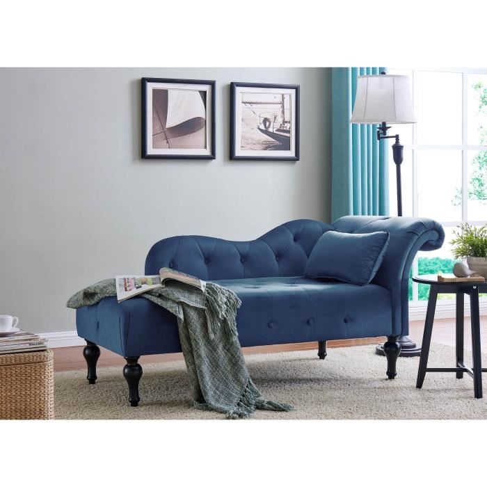 Canapé d'angle 2 places Bleu Velours Pas cher Design
