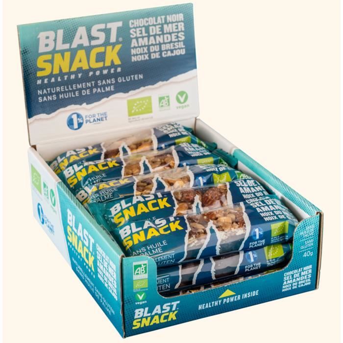 BLAST SNACK - Chocolat noir Sel de mer Amandes Bio 40g