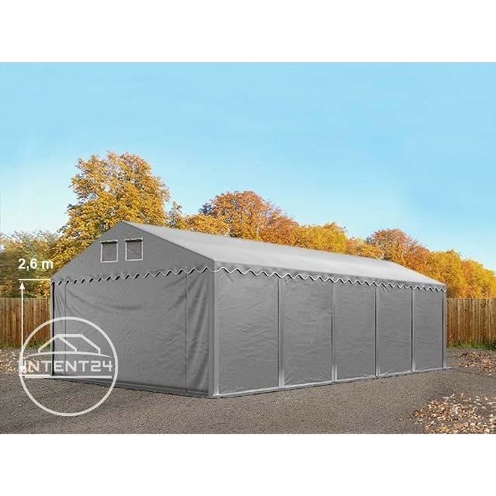 TOOLPORT abri 5x10 m tente de stockage, PVC env. 550g/m², H. 2,6m, gris