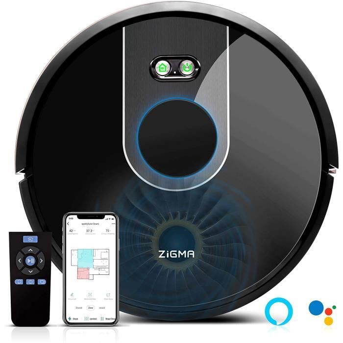 Zigma Spark Robot Aspirateur, Aspirateur Robot Laveur avec fonction d'essuyage, APP Exclusive et Navigation LDS. Parfait pour les Ta