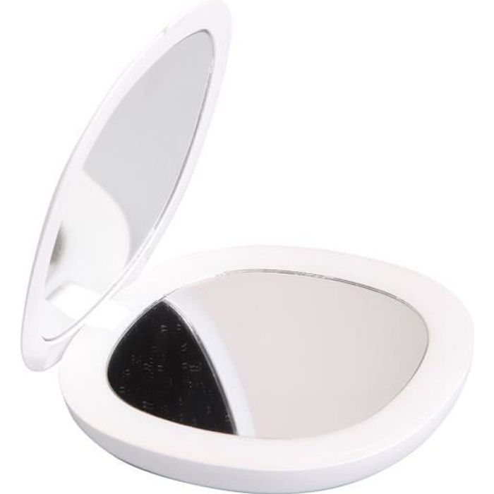 Double miroir de poche - 7 line - Lumière LED blanche - grossissement 5X - diamètre 7 cm