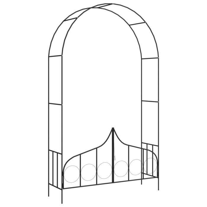 •MONDE7639Arceau Voûte de jardin Elégant-Arche de jardin-Arceau à Rosiers Pergola à appentis avec portail Noir 138x40x238 cm Fer