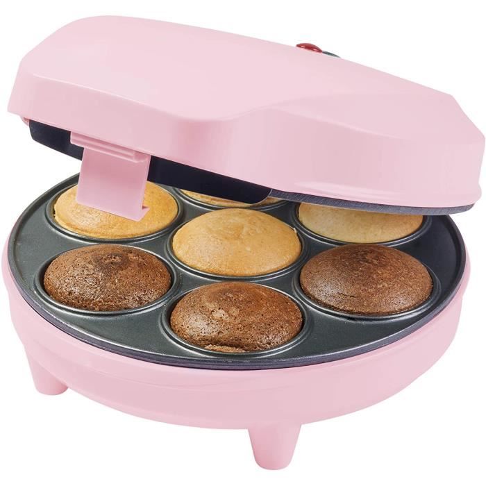 Bestron Appareil à cupcake au design rétro, Sweet Dreams, Revêtement antiadhésif, 700 W, Rose