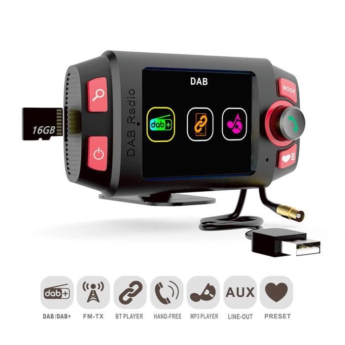 Accessoire audio - vidéo,Voiture DAB +-DAB Radio adaptateur voiture FM transmetteur avec écran 2.4 pouces et Bluetooth voiture