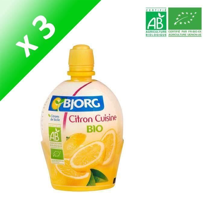 BJORG Jus de citron Bio (Lot de 3x 200 ml)