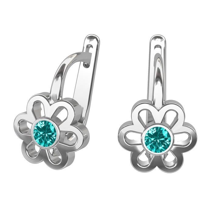 butterfly Filles Argent Boucles D'oreilles Turquoise Vrais Swarovski Elements Fleur Pochette à Bijoux Cadeau Enfant Fille