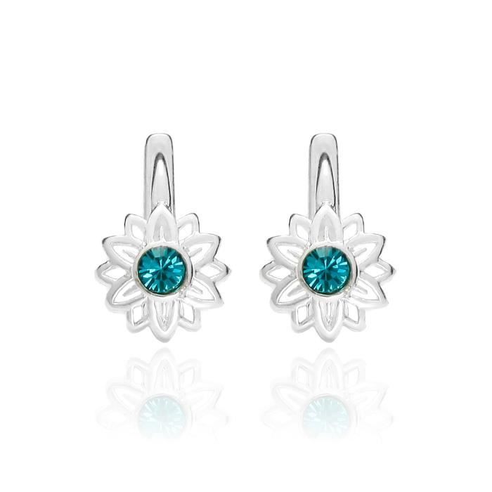 butterfly Filles Boucles D'oreilles Vrai Argent Turquoise Vrais Swarovski Elements Fleur Pochette à Bijoux Cadeau Enfant Fille