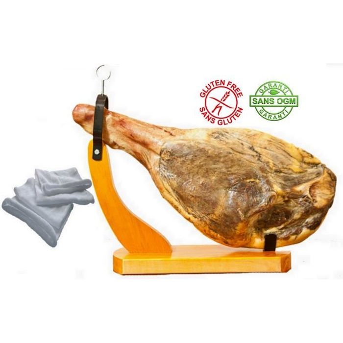 Jambon Serrano avec os sans patte env. 6.5kg avec son support gondole et son sac à jambon