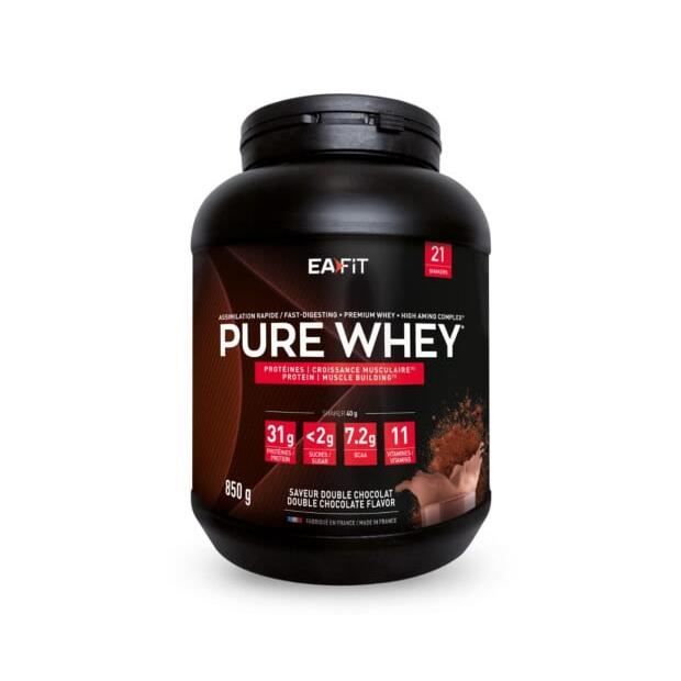 EAFIT Pure Whey - Croissance musculaire - Protéines de Whey - Saveur Double Chocolat - 850g