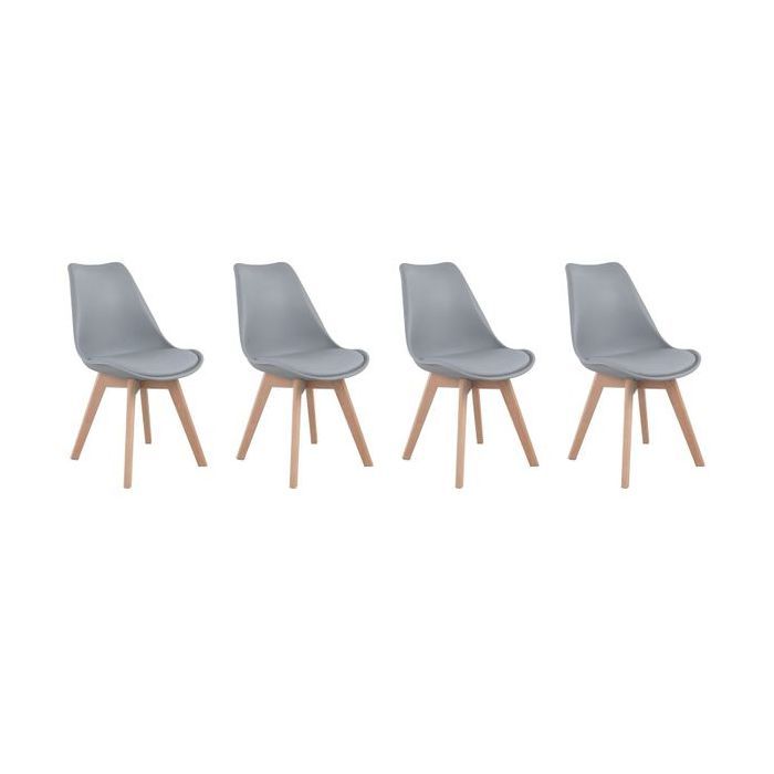 Lot de 4 chaises scandinaves NORA grises avec coussin