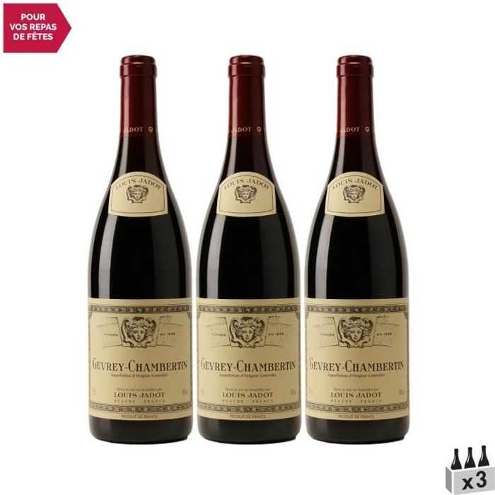 Gevrey-Chambertin Rouge 2015 - Lot de 3x75cl - Louis Jadot - Vin AOC Rouge de Bourgogne - Cépage Pinot Noir