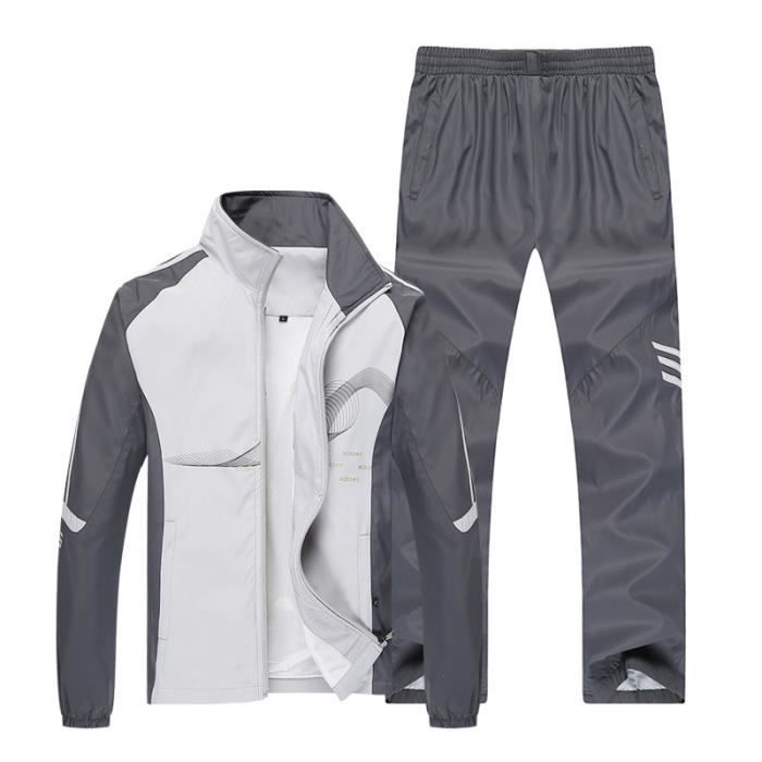 Survêtement pour homme Fashion Sportswear Ensemble 2 pièces Sweat à capuche + pantalon, combinaison de sport Streetwear Veste à cap
