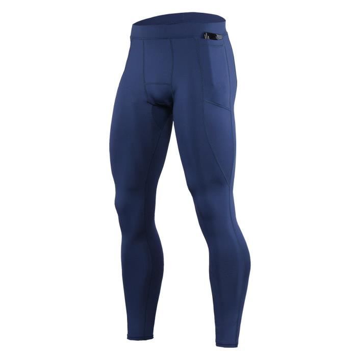 Pantalon de fitness pour hommes Sports de loisirs à séchage rapide Faux pantalon deux pièces Bleu