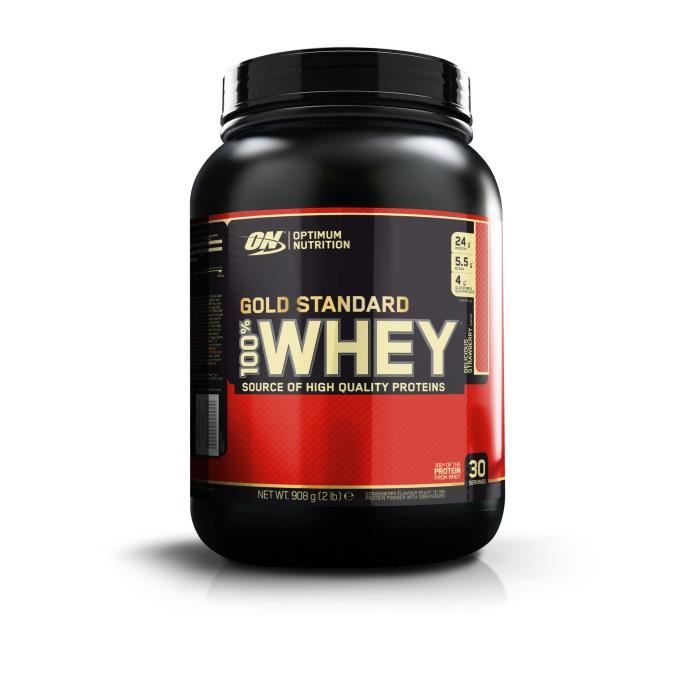 OPTIMUM NUTRITION Pot 100% Whey Gold Standard Fraise - 908 gr
