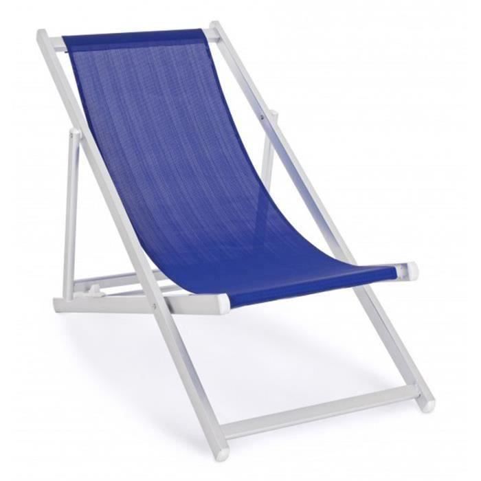 Chilienne en aluminium coloris bleu - Dim : L 57 x P 80 x H 106 cm