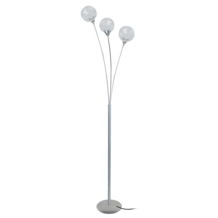 ACTUELLE Lampadaire en acier 3 têtes - Abat-jours globe en verre - Ø38 x H.160 cm - Aluminium