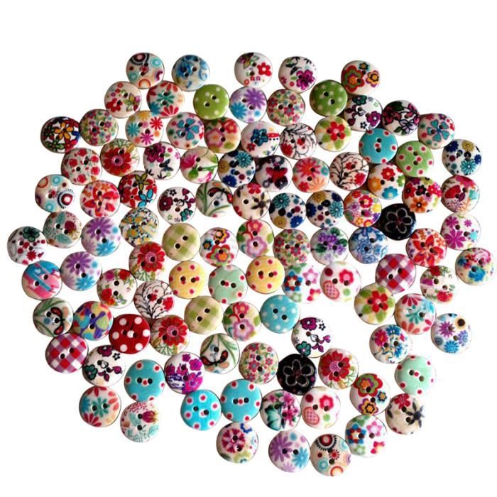 TRIXES 100 Boutons Vichy à Pois Colorés Assortis