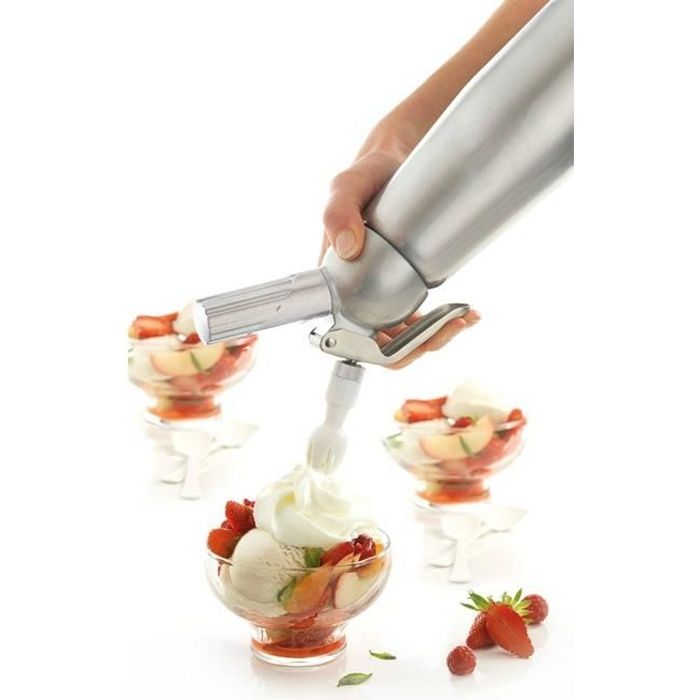 Siphon à Chantilly Professionnel en Aluminium, Siphon à Crème Fouettée, pour Mousses et Crèmes