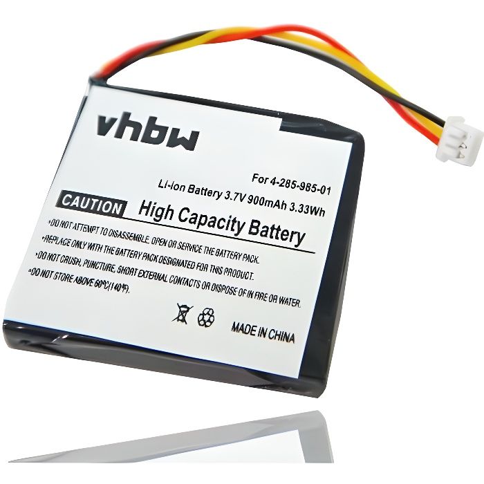 vhbw Li-Ion batterie 900mAh pour système de navigation GPS TomTom Start 20, 25, 4EN.001.02, 4EN42, 4EN52