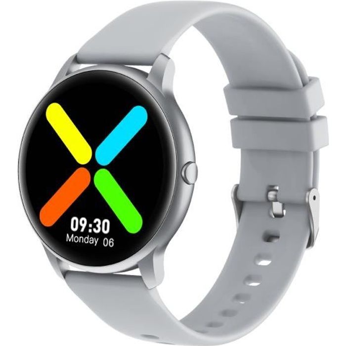 YAMAY Montre Connectée Homme Femme Smartwatch Podometre Cardio pour iOS Android Montre Intelligente Vibrante Fitness Tracker Gris