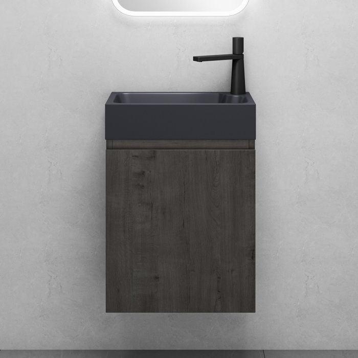 Mai & Mai Ensemble de Meuble de Salle de Bain Meuble sous Lavabo Suspendu Gris-brun 46x26x63cm avec Vasque Anthracite Mat PS02 Mai & Mai Ensemble de Meuble de Salle de Bain Meuble sous Lavabo Suspendu Gris-brun 46x26x63cm avec Vasque Anthracite Mat PS02