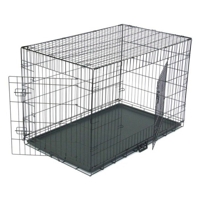 Meilleurs prix pour 74*121*81CM Cage pour chien, chat, lapin, noir- 2 portes
