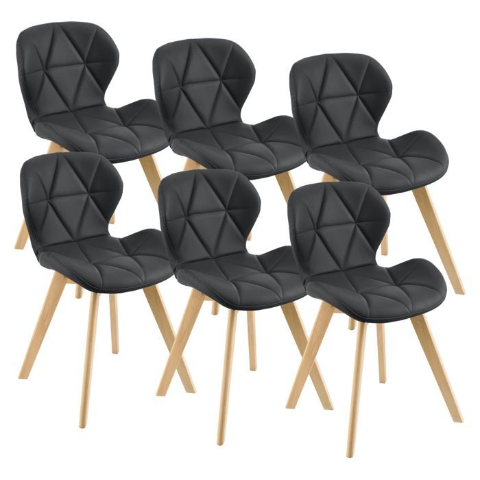 Lot de 6 chaises similicuir 81 x 57 x 49 cm noir 03_0006793 Lot de 6 chaises similicuir 81 x 57 x 49 cm noir 03_0006793