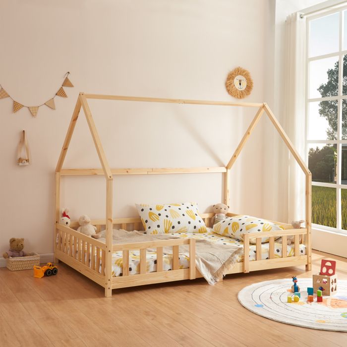 Lit dEnfant Design Forme Maison Sisimiut Pin 200 x 120 cm naturel