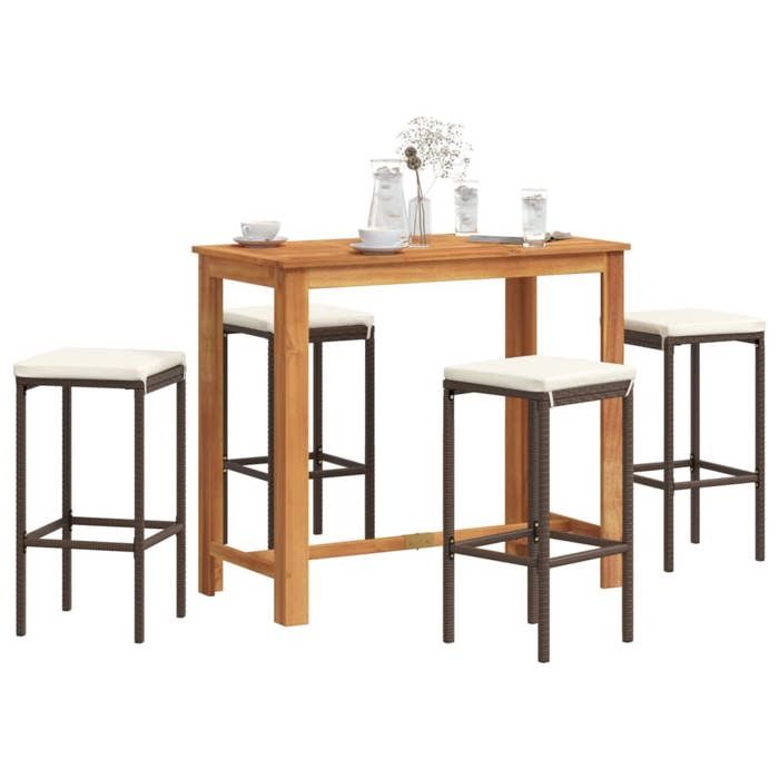 vidaXL Ensemble de bar de jardin 5 pcs Acacia - vue 3