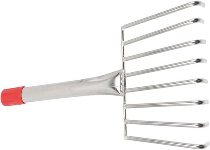 YARNOW Râteau De Plage Dents Inoxydable avec Manche Bois Ergonomique Outil pour Creuser Coquillages Et Sol Adapté Aux Fruits De Mer Et Au Jardinage à Main