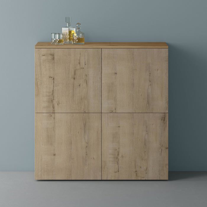 Mai & Mai Meuble de Rangement avec 4 Portes et 8 Compartiments Marron Clair + Chêne Blanc Clair 100x36 4x98 cm SR04 Mai & Mai Meuble de Rangement avec 4 Portes et 8 Compartiments Marron Clair + Chêne Blanc Clair 100x36 4x98 cm SR04