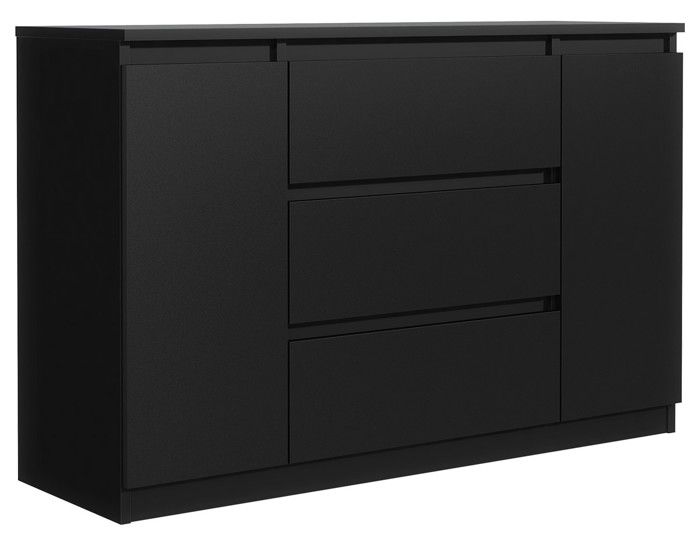 MebLocker Commode avec 3 tiroirs 2 portes 120cm idéale pour salon chambre denfant bureau solution moderne rangement noir