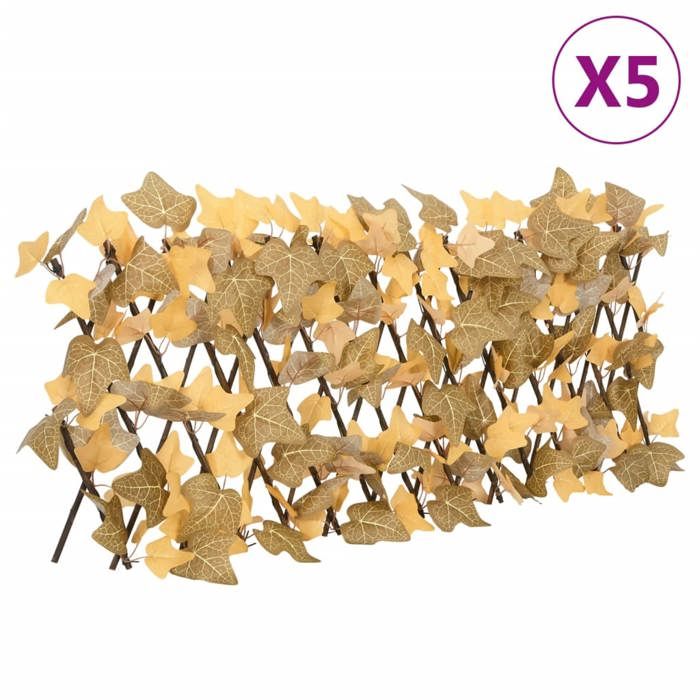 vidaXL Treillis de Feuille d'Érable Artificiel Extensible 5 pcs Écran de Clôture Brise vue d’Intimité Décoration de 366593