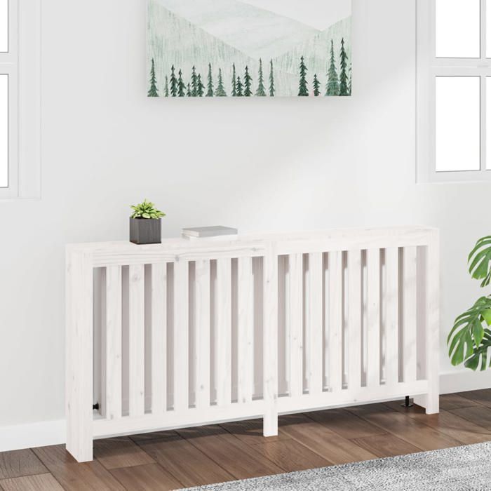 vidaXL Cache-radiateur Armoire de Radiateur Couverture de Chauffage Salon Salle de Séjour Intérieur Blanc 169x19x84 cm Bois 822582
