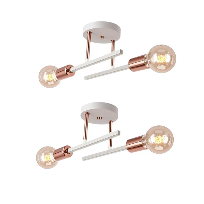 WOTTES Lot de 2 Plafonnier Rétro Industrielle Luminaire 2 Têtes