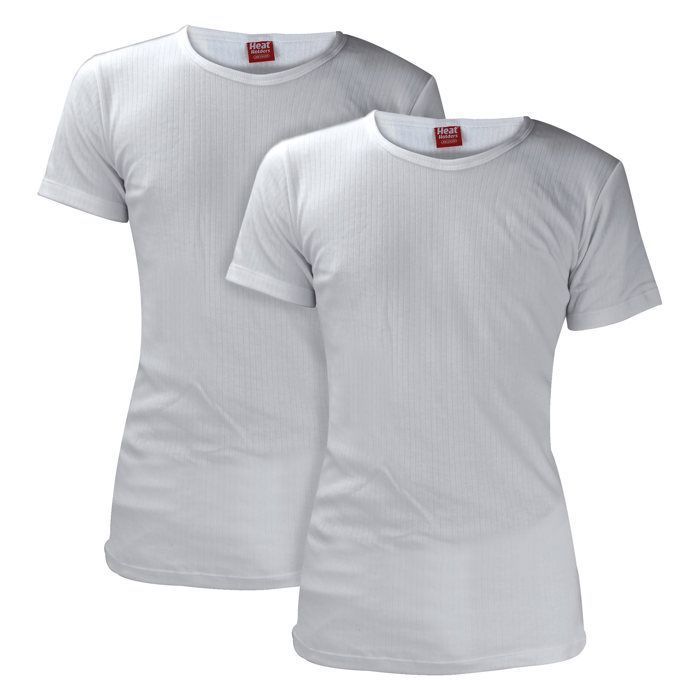 Heat Holders - Lot De 2 Homme Sous Vetements Thermqiue Manches Courtes T-shirt - Blanc