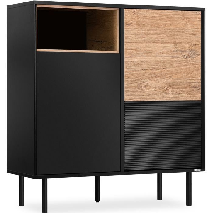 LOFTY Commode de chambre armoire Garniture extérieure 102 x 41 x 109 Noir