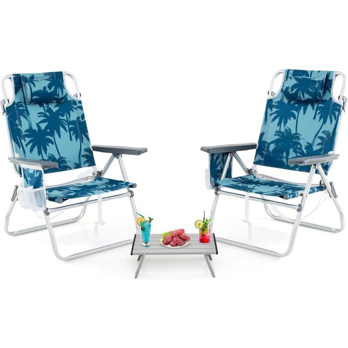 COSTWAY Ensemble 3 PCS Table et 2 Chaises Pliables de Jardin à 5 Positions Tissu Oxford Porte-gobelet Porte-serviette Bleu COSTWAY Ensemble 3 PCS Table et 2 Chaises Pliables de Jardin à 5 Positions Tissu Oxford Porte-gobelet Porte-serviette Bleu