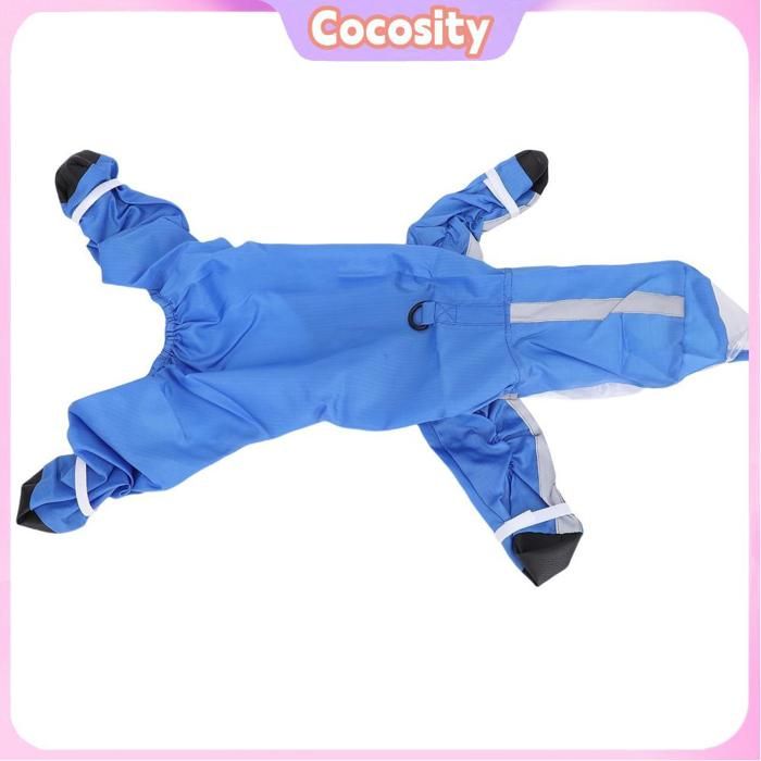 Comparer les prix de Cocosity Imperméable Complet pour Chien à Capuche - Veste de Pluie Élégante 4 Pattes pour Chiots et Petits Animaux Bleu S